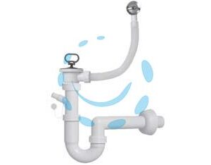 SIFONE MOPLEN A "U" 1 VIA CON SCARICO PILETTA E TROPPO PIENO - 1"1/2 per lavello - Marca  - Cod: 243759