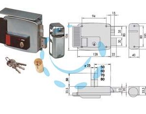 ELETTROSERRATURA PER CANCELLI TETTO E PULSANTE INTERNO 2 MANDATE 11771 - mm.50 DX (11771501) - Marca CISA - Cod: 244251