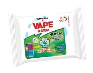 SALVIETTE PROFUMATE ANTIPUNTURA "DERM HERBAL" - in flowpack pz.15 - Marca VAPE - Cod: 246132