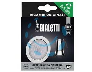 SET GUARNIZIONI PZ.1 + 1 FILTRO PER CAFFETTIERA ACCIAIO - 1 e 2 tazze - Marca BIALETTI - Cod: 264853