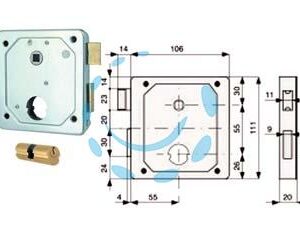 SERRAT. APPLIC. CANCELLI 2 MAND. E SCR. SEP. + QUADRO CIL. TONDO 437 - mm.55 - cil. tondo ø mm.26x54 (27x27) (437.55.0) - Marca MG - Cod: 283977