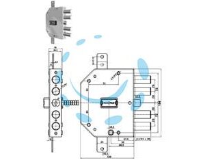 SERRATURA TRIPLICE APPLICARE CON SCROCCO DOPPIA MAPPA BLINDATE 2155MRX - mm.60 DX (2155MRX) - Marca CR - Cod: 300070