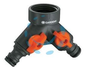 RUBINETTO A DUE VIE CON INNESTI RAPIDI - filetto 3/4" in blister (938-20) - Marca GARDENA - Cod: 303484