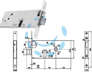 SERRATURA DA INFILARE PER FASCE CATENACCIO E SCROCCO MM.78 H 86500 - mm.58 a 2 mandate (Y8650058080) - Marca YALE - Cod: 311427