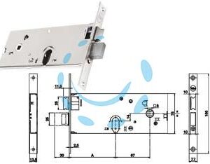 SERRATURA DA INFILARE PER FASCE CATENACCIO E SCROCCO MM.78 H 86502 - mm.70 a 3 mandate (Y8650270080) - Marca YALE - Cod: 311441