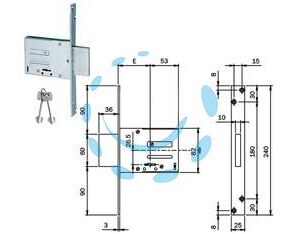 SERRATURA DA INFILARE DOPPIA MAPPA 661 - mm.60 (661604N) - Marca ISEO - Cod: 321440
