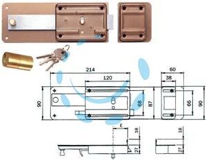 FERROGLIETTO CON CATENACCIO 5 MANDATE SCROCCO CILINDRO FISSO 330 - mm.50 (330505) - Marca ISEO - Cod: 321617