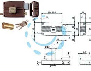 SERRATURA DA PORTONCINO C/ POM. INT. CATEN. E SCR. CIL. FISSO 411/412 - mm.50 DX 2 mandate (411502) - Marca ISEO - Cod: 321648