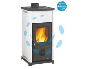 STUFA A LEGNA TEA 6,6 KW BIANCA - misure cm.41,4x41,9x83,2h. peso Kg.77 - Marca NORDICA - Cod: 323710