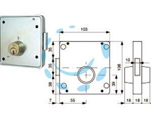 SERRATURE APPLIC. PER CANCELLI 2 MAND. SOLO CATENACCIO CIL. FISSI 423 - mm.55 (423.55.1) Dx - Marca MG - Cod: 336499
