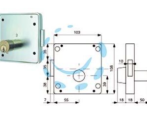 SERRATURE APPLIC. PER CANCELLI 2 MAND. SOLO CATENACCIO CIL. FISSO 426 - mm.55 (426.55.1) Dx - Marca MG - Cod: 336512