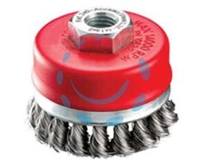 SPAZZOLA A TAZZA FILI ACCIAIO ZINCATO RITORTI PER SMERIGLIATRICE - ø mm.65 filettato mm.14 MA - Marca EXCEL - Cod: 336666