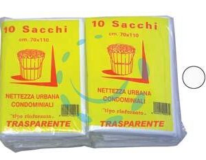 SACCO CONDOMINIALE RINFORZATO TRASPARENTE PZ.10 - cm.70x110 gr.75 - Marca CP - Cod: 338134