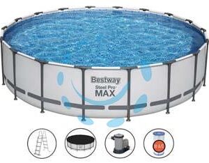 PISCINA STEEL PRO MAX TONDA TELAIO PORTANTE CM.549X122H. - kg.80,8 - lt.23.062 -filtro cartuccia(art.56462) - Marca BESTWAY - Cod: 341868