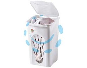 PORTABIANCHERIA LINEA PRIMAVERA IN POLIPROPILENE LT.50 - cm.37x37x56h. - colore bianco - Marca STEFANPLAST - Cod: 349123