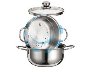 VAPORIERA STAR IN ACCIAIO AISI 430 CON CESTELLO - cm.20 - Marca INOXRIV - Cod: 353038