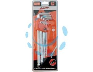 CHIAVI MASCHIO ESAGONALI BALL POINT TIPO LUNGO CROMO VANADIO SR. 9 PZ. - Marca ALTE - Cod: 360685