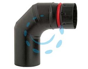GOMITO 90° PORCELLANATO PER STUFE A PELLET NERO OPACO "ALA PELLET ECO" - ø mm.80 - Marca ALA - Cod: 362153