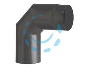 GOMITO 90° PORCELLANATO PER STUFE A LEGNA NERO OPACO "ALA SMALTO TOP" - ø mm.120 - Marca ALA - Cod: 363204
