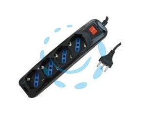 MULTIPRESA 4 POSTI CON SCHUKO E CON INTERRUTTORE NERA - colore nero - Marca SYNTESY - Cod: 373876