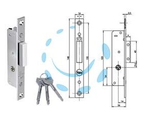 SERRATURA DA INFILARE PER MONTANTI SOLO CATENACCIO CHIAVE A CROCE F58 - mm.14 (YF5810) - Marca YALE - Cod: 380676
