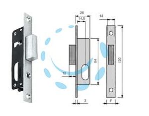 SERRATURA DA INFILARE PER MONTANTI CIL. OVALE SOLO CATENACCIO N9140015 - mm.14,5 (N9140015000) - Marca CORNI - Cod: 380829