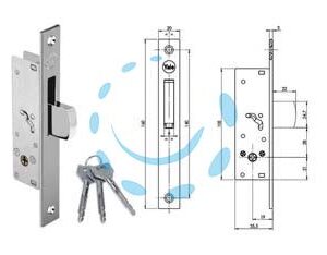 SERRATURA DA INFILARE MONTANTI CATEN. BASCULANTE CHIAVE  A CROCE F58 - mm.20 (YF5820) - Marca YALE - Cod: 380973