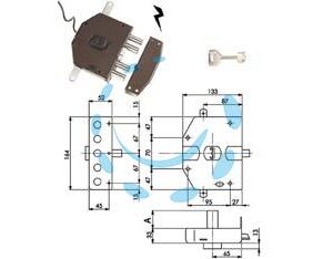 ELETTROSERRATURA TRIPLICE APPLICARE A POMPA SEGRETA 6823 - mm.65 lunghezza cilindro mm.50, dx (Y6823550) - Marca YALE - Cod: 381109