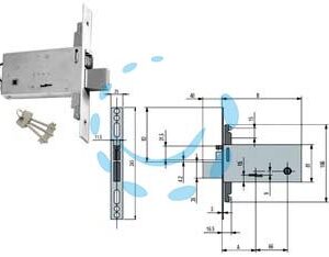 ELETTROSERRATURA TRIPL. INFIL. FASCE D/M CATEN. E SCR. MM.81 H F6973 - mm.70 (F6973) - Marca NUOVA FEB - Cod: 381246