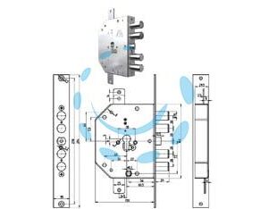 SERRATURA TRIPL. APPLIC. C/SCR. CIL. EU. A INGRAN. BLIND. 2155 PE GEAR - mm.60 DX (2155G-01) - Marca CR - Cod: 384117