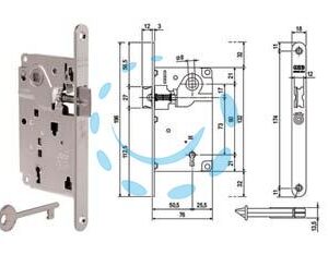 SERRATURA A BUSSOLA CENTRO SOLO SCROCCO BORDO TONDO CROMATO OPACO - mm.50 bordo cromato opaco (1010.50.34) - Marca AGB - Cod: 386692