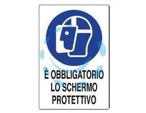 CARTELLO "E' OBBLIGATORIO LO SCHERMO PROTETTIVO" - cm.20x30h. in plastica - Marca  - Cod: 388894