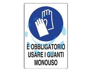 CARTELLO "E' OBBLIGATORIO USARE I GUANTI MONOUSO" - cm.20x30h. in plastica - Marca  - Cod: 388900