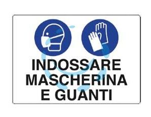 CARTELLO "INDOSSARE MASCHERINA E GUANTI" - cm.30x20h. in plastica - Marca - Cod: 388924