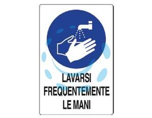 CARTELLO "LAVARSI FREQUENTEMENTE LE MANI" - cm.20x30h. in plastica - Marca - Cod: 388931