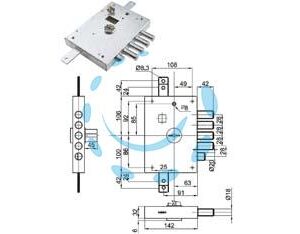 SERRATURA TRIPLICE APPLICARE CON SCR. DOPPIA MAPPA BLIND. HEAVY MM.73 - mm.73 DX (IMB 7111 DE) in busta - Marca DIERRE - Cod: 389389