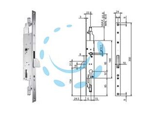 SERRATURA TRIPLICE INFILARE PER MONTANTI E PERSIANE S/SCROCCO N98800 - mm.25 (N9880025000) - Marca CORNI - Cod: 393508