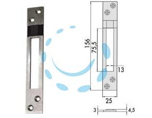 CONTROPIASTRA PER SERRATURE INFILARE PROFILATI IN ALLUMINIO 06462 20 - mm.25x156, spessore mm.4,5 (0646220) - Marca CISA - Cod: 394437