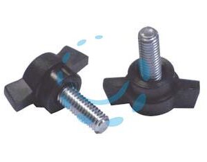 VOLANTINO A FARFALLA A 2 ALETTE CON PERNO FILETTATO IN ABS NERO - M5 - Marca - Cod: 400855
