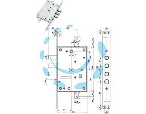 SERRATURA TRIPLICE INFILARE CON SCROCCO DOPPIA MAPPA BLINDATE 52771/37 - mm.63 SX (52771SL3736) - Marca MOTTURA - Cod: 402507