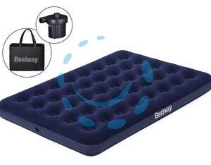 MATERASSO GONF. AIRBED BLU FLOCCATO MATRIMONIALE CON POMPA ELETTRICA - cm.191x137x22h. - (art.67287) - Marca BESTWAY - Cod: 404716