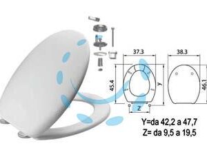 SEDILE WC IN TERMOINDURENTE "MAMBO" BIANCO CERNIERE INOX H050  - Marca SANIPLAST - Cod: 410861