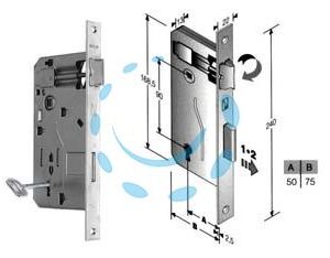 SERRATURA A BUSSOLA DA INFILARE BORDO QUADRO CROMO OPACO - mm.50 bordo cromo opaco - Marca BONAITI - Cod: 412575