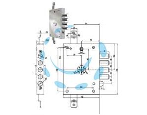 SERRATURA TRIPLICE APPLICARE C/SCROCCO D.MAPPA REVERS. BLINDATE 7056 - mm.73, chiave mm.92 (7056-01) - Marca CR - Cod: 412773