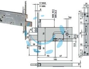 SERRATURA TRIPLICE DA INFILARE PER FASCE DOPPIA MAPPA MM.78 H 57358 - mm.90 (57358900) - Marca CISA - Cod: 425353