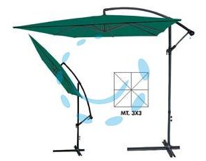OMBRELLONE IN METALLO QUADRO DECENTRATO CON MANOVELLA - ø mt.3x3 palo ø mm.48 a 6 stecche - Marca VETTE - Cod: 428712