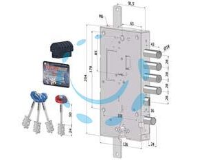 SERRATURA TRIPLICE APPLICARE PORTE BLINDATE D.M.+C.EUR.REV. INT.28 243 - mm.63 (2431DCR0328S56) - Marca SECUREMME - Cod: 430173