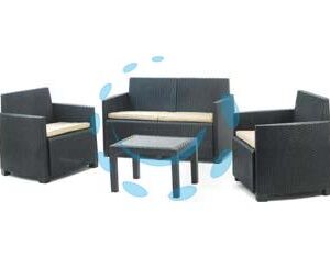SALOTTINO 4 PEZZI IN PE RATTAN "ARENA" ANTRACITE 4 POSTI - peso totale kg.43 - Marca  - Cod: 444866
