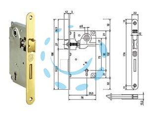 SERRATURA A BUSSOLA CENTRO BORDO TONDO OTTONATO - mm.50 bordo acciaio ottonato (001.50.03) - Marca AGB - Cod: 454049