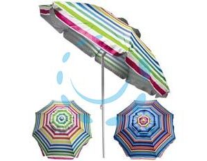 OMBRELLONE DA SPIAGGIA IN POLIESTERE A RIGHE CM.180 - ø cm.180 - righe chiare - Marca VETTE - Cod: 457989